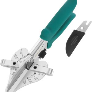 22.5° Miter Shears – For angled cutting, shaping, and woodworking crafts; features quarter-round cutting capability (shoe molding cutter); multi-angle trimming shears/hand tool; includes 1 spare blade.