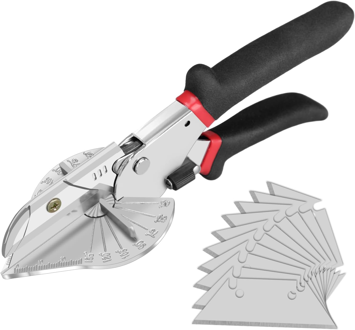 Miter Shears & Cutting Tool – 45°–135° adjustable angle, includes 10 sharp blades; ideal for woodworking, DIY projects, and home repairs | Durable, rust-resistant design; easy to use.
