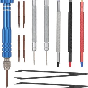 8-Piece Watch Hand Repair Tool Set — Crafted from stainless steel, this professional-grade watch repair tool kit includes 3 hand-setting tools, 2 hand removers, a 5-in-1 multi-function screwdriver, and 2 hand-pulling tools.